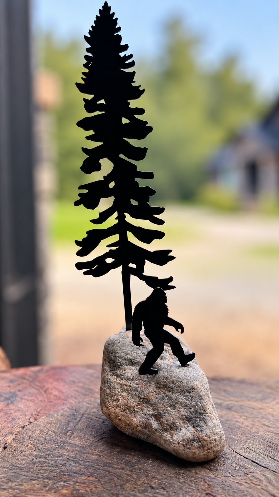 Single Pine Tree in a Rock with Animal Sasquatch - MD Metalworx
