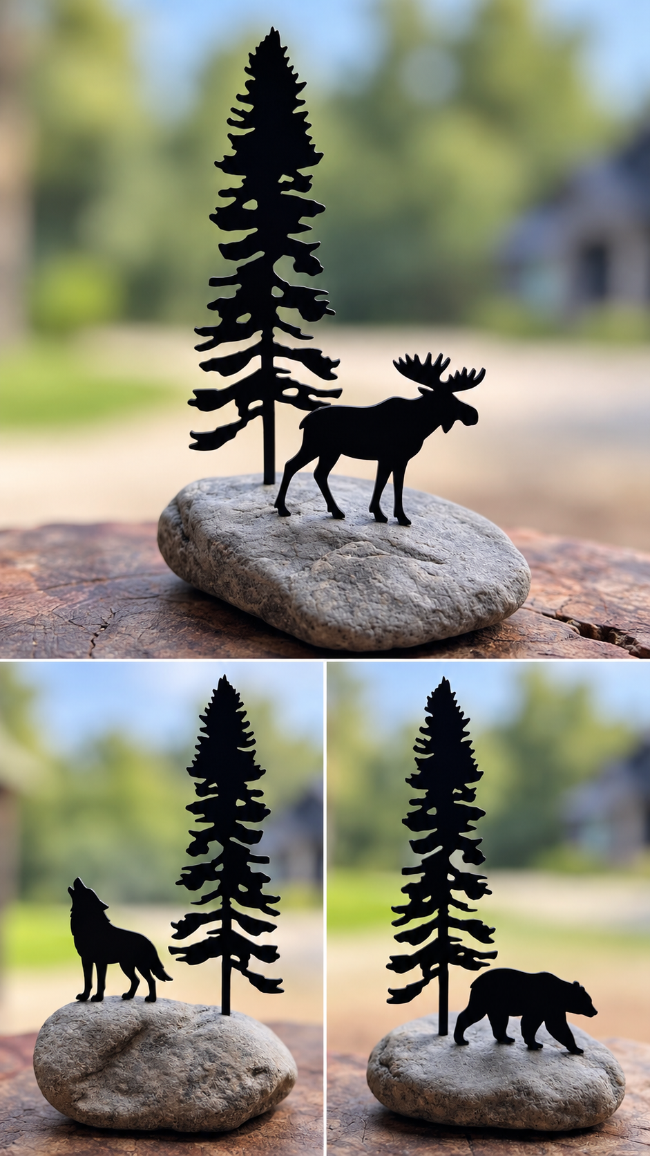 Single Pine Tree in a Rock with Animal - MD Metalworx